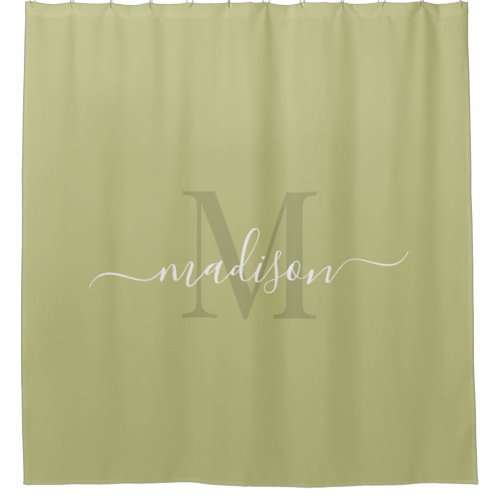 Customizable Initial  Name with Pistachio Green  Shower Curtain