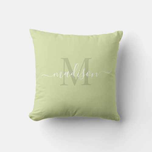 Customizable Initial  Name with Pistachio Green Throw Pillow
