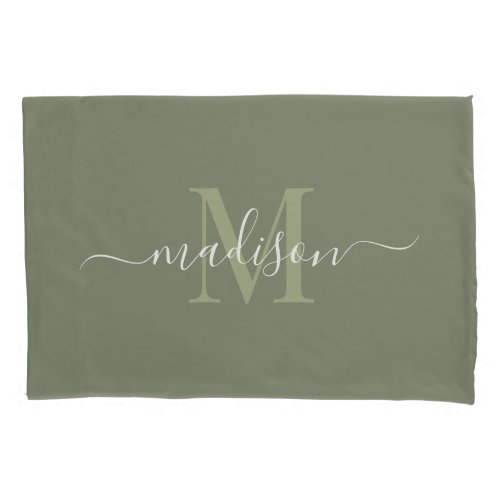 Customizable Initial  Name With Smoke Green Pillow Case