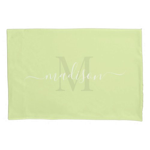 Customizable Initial  Name With Spring Green Pillow Case