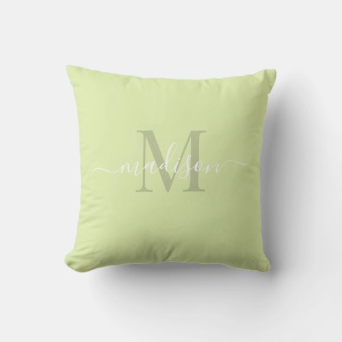 Customizable Initial  Name with Spring Green Throw Pillow