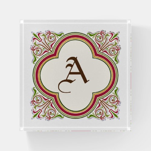 Customizable initial or text Medieval ornate Paperweight