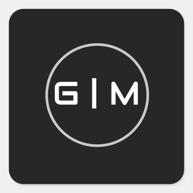 Customizable initials name square sticker (Front)