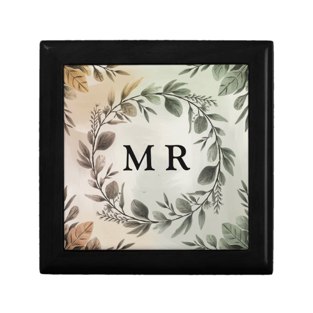 Customizable Initials Wreath - Elegant Monogram Gift Box (Front)