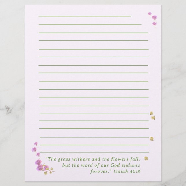 Customizable Inspirational Floral Letterhead (Front)