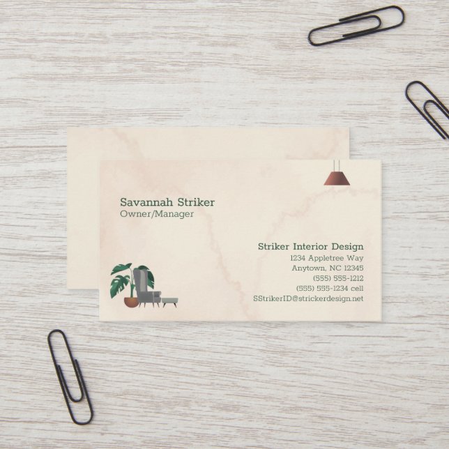 Customizable Interior Design Eight Line Business Card (Front/Back In Situ)