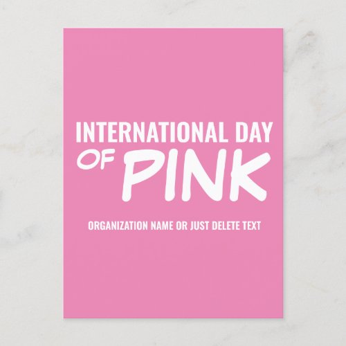 Customizable International Day of Pink Postcard