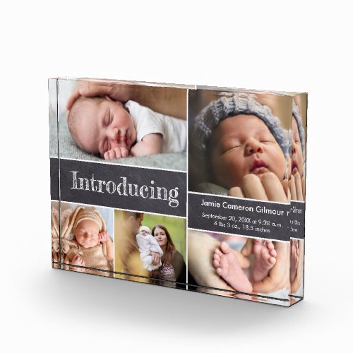 Customizable Introducing Baby Photo Collage Chalk