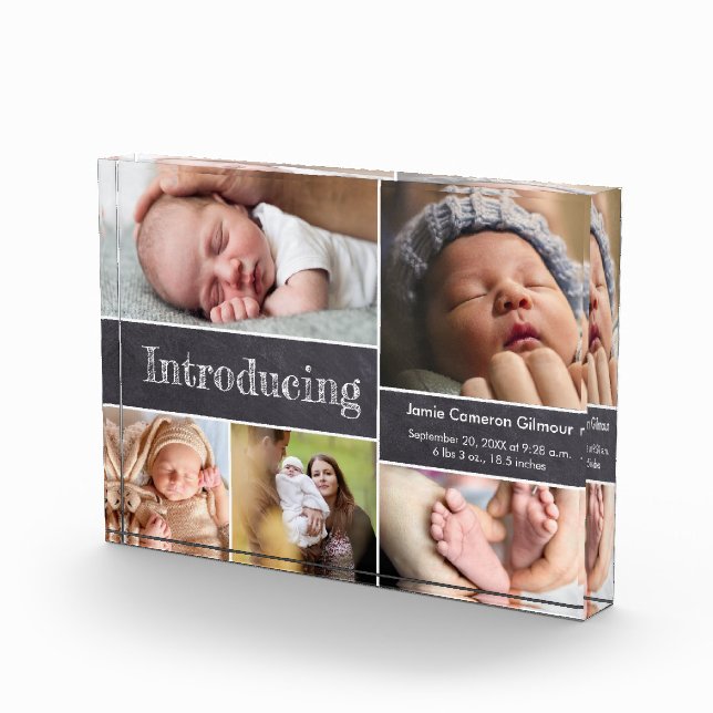 Customizable Introducing Baby Photo Collage Chalk (Right)