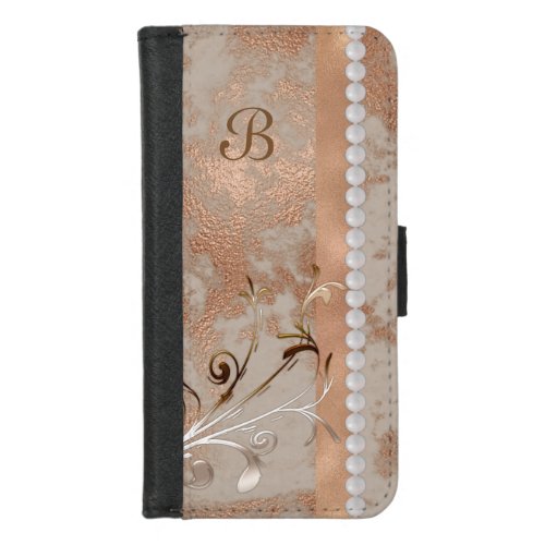 Customizable iPhone 78 Wallet Case faux Rose Gold