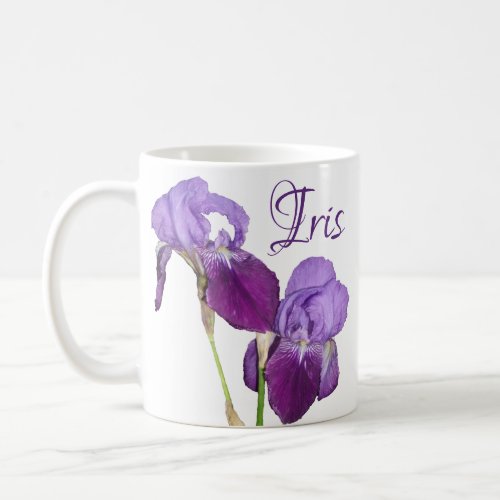 Customizable Iris girl name purple spring flowers Coffee Mug