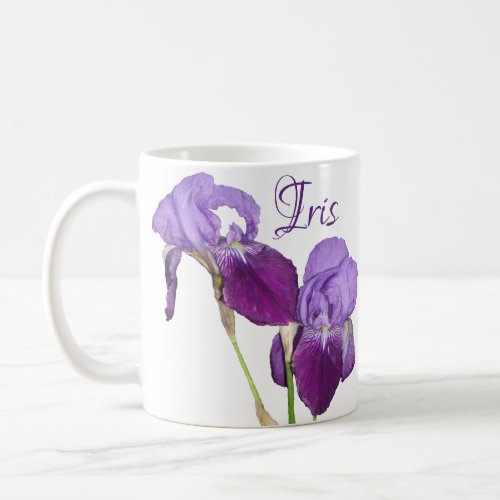 Customizable Iris girl name purple spring flowers Coffee Mug