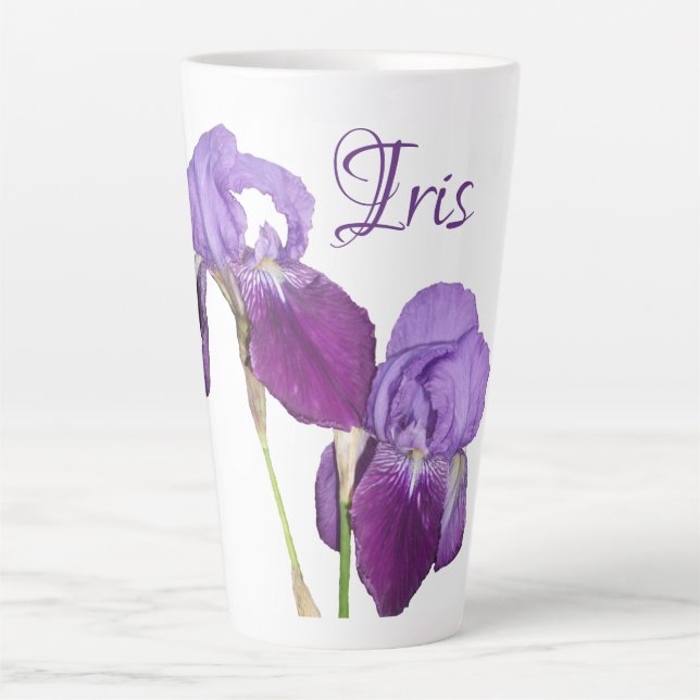 Customizable Iris girl name purple spring flowers  Latte Mug (Front)