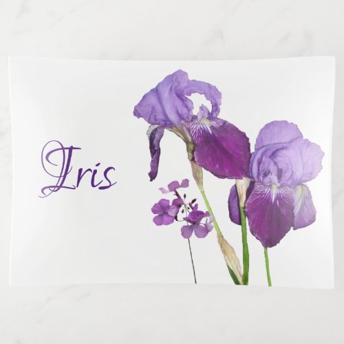 Customizable Iris name purple flowers trendy boho Trinket Tray