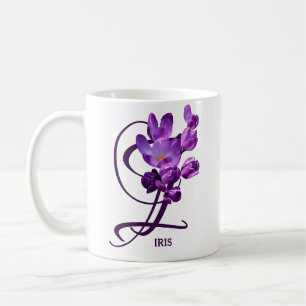 Customizable Iris name purple spring flowers boho Coffee Mug