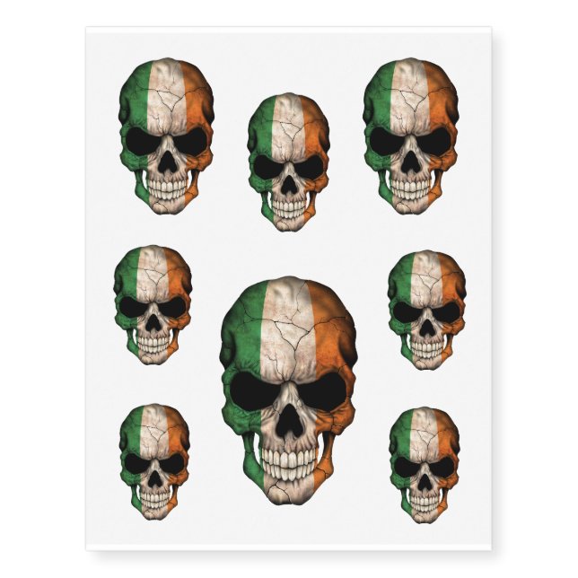Customizable Irish Flag Skull Temporary Tattoos (Front)