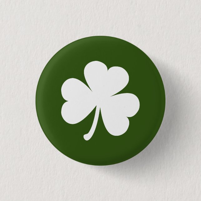 Customizable Irish Shamrock Button | Dark Green (Front)