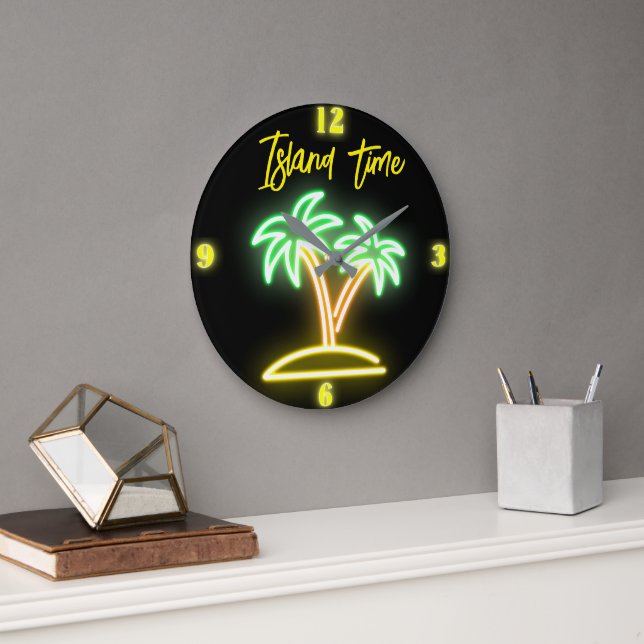 Customizable Island Time Faux Neon Clock (Office)