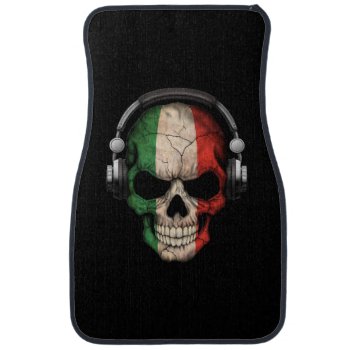 Customizable Italian Dj Skull With Headphones Car Floor Mat by UniqueFlags at Zazzle