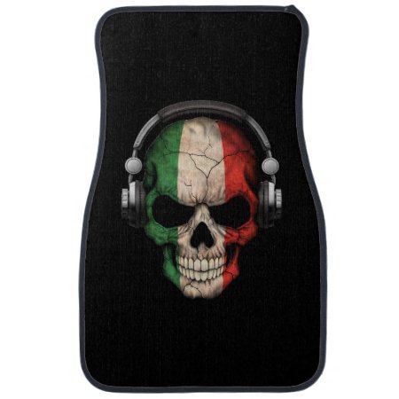 Customizable Italian Dj Skull With Headphones Car Floor Mat