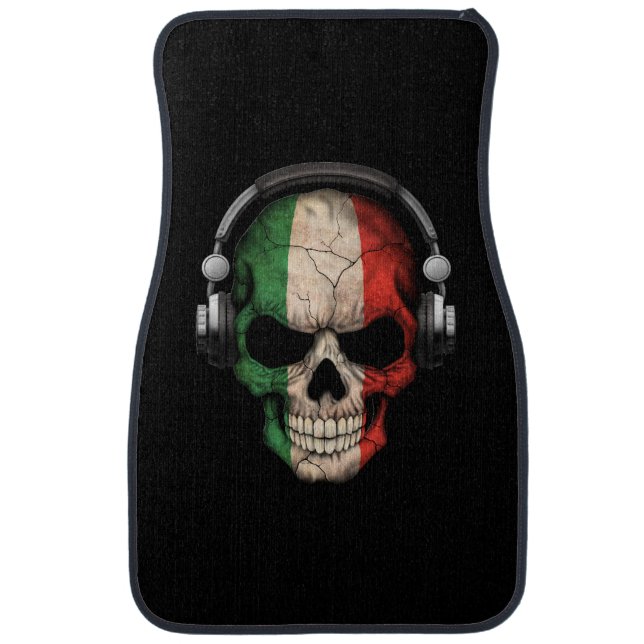 Customizable Italian Dj Skull with Headphones Car Floor Mat (Front)