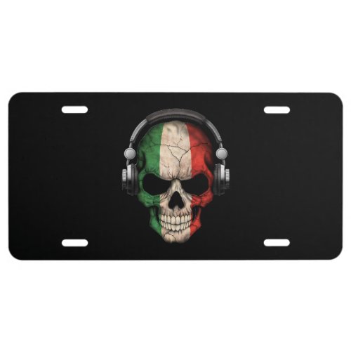 Customizable Italian Dj Skull with Headphones License Plate