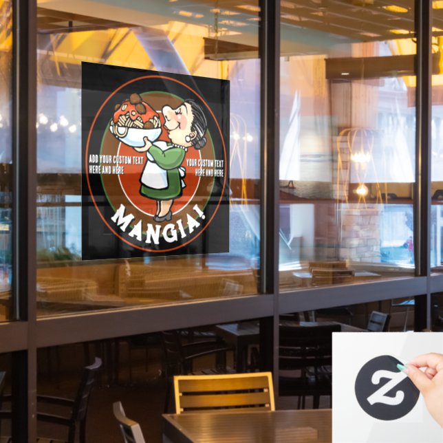 Customizable Italian Restaurant Pizzeria Promotion Window Cling (Restaurant Window)