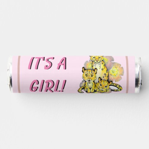 Customizable Its a Girl Cute Leopard  Floral  Breath Savers Mints