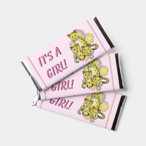 Customizable Its a Girl Cute Leopard  Floral  Hershey Bar Favors