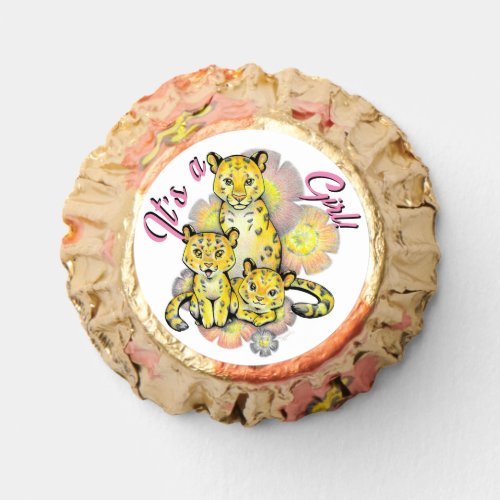 Customizable Its a Girl Cute Leopard  Floral  Reeses Peanut Butter Cups