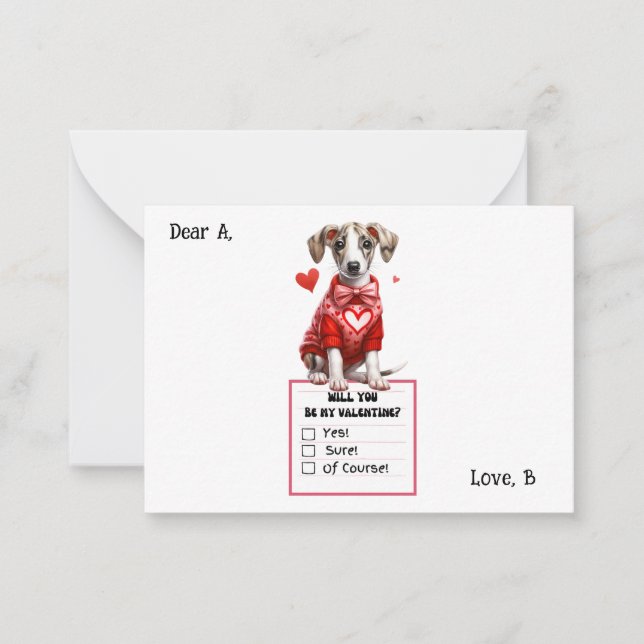 Customizable Jack Russell Puppy Valentine  Note Card (Front)