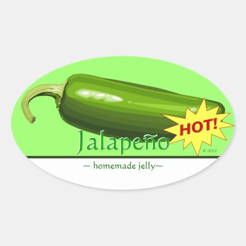 Customizable Jalapeno Pepper Oval Stickers