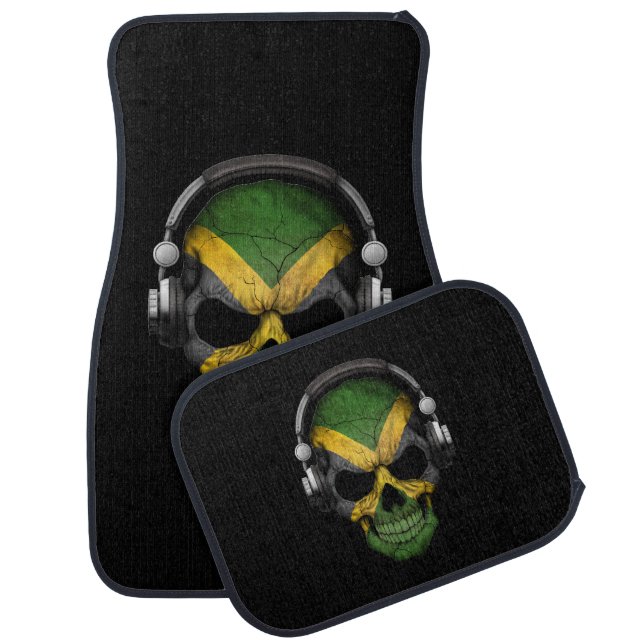 Customizable Jamaican Dj Skull with Headphones Car Mat (Set)