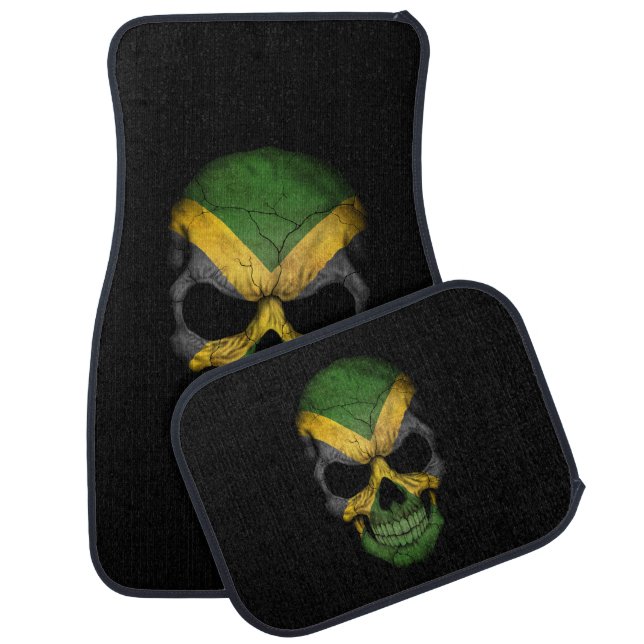 Customizable Jamaican Flag Skull Car Floor Mat (Set)