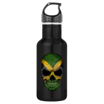 Customizable Jamaican Flag Skull Stainless Steel Water Bottle by UniqueFlags at Zazzle