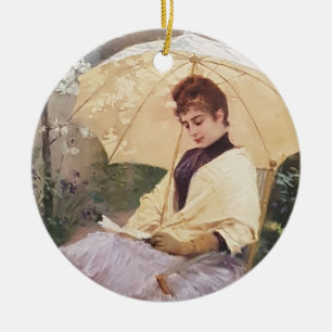 Customizable Jane Austen Book Quote Vintage Ceramic Ornament