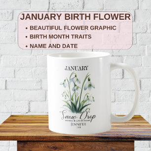 Customizable January Birthday Flower Snow Drop Coffee Mug