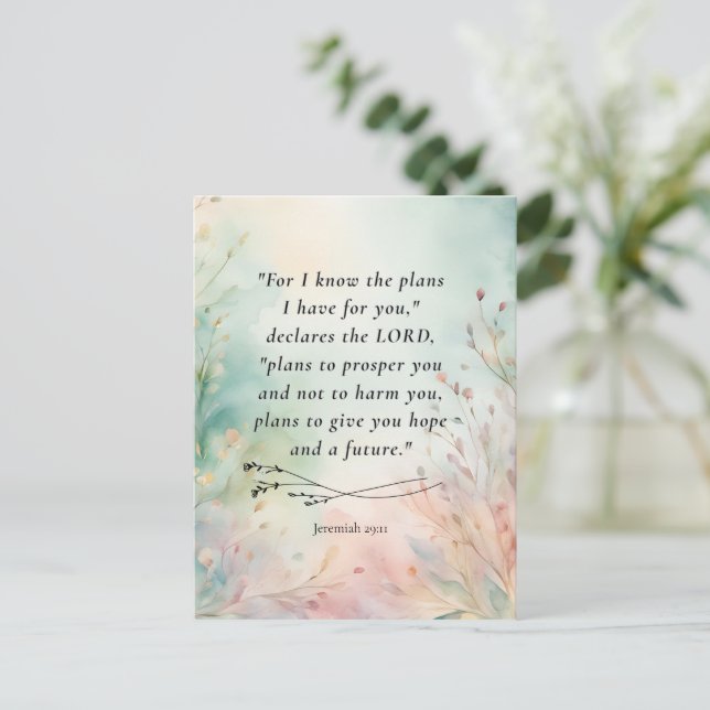 Customizable Jeremiah 29:11 Bible Verse Postcard (Standing Front)