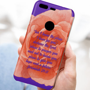 Customizable Jeremiah 29:11 Purple Watercolor Rose Uncommon Google Pixel Case