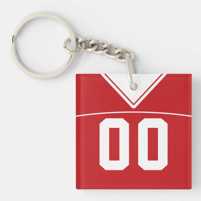 Customizable Jersey Keyring, Football Lacrosse Keychain (Front)