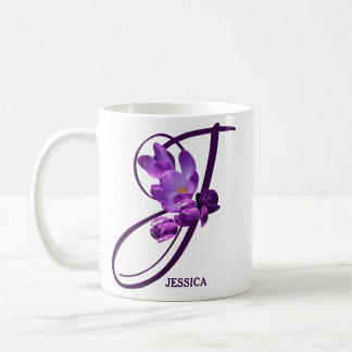 Customizable Jessica name purple crocus floral fun Coffee Mug
