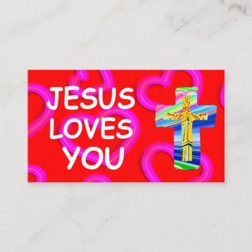 Customizable Jesus Loves You With Christian Cross Business Card