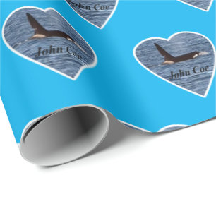 Customizable John Coe Orca Killer Whale Blue Wrapping Paper
