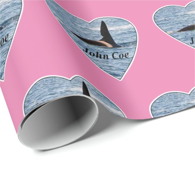 Customizable John Coe Orca Killer Whale Pink Wrapping Paper (Roll Corner)