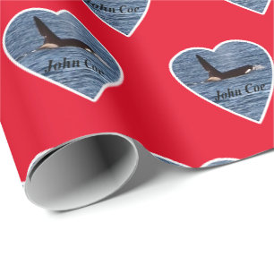 Customizable John Coe Orca Killer Whale Red Wrapping Paper