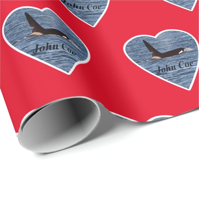 Customizable John Coe Orca Killer Whale Red  Wrapping Paper (Roll Corner)