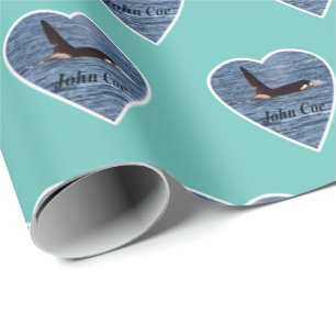 Customizable John Coe Orca Killer Whale Teal Wrapping Paper