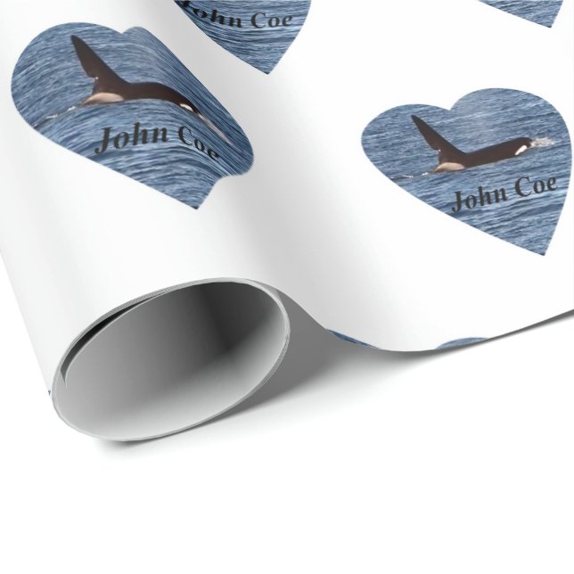 Customizable John Coe Orca Killer Whale White Wrap Wrapping Paper (Roll Corner)