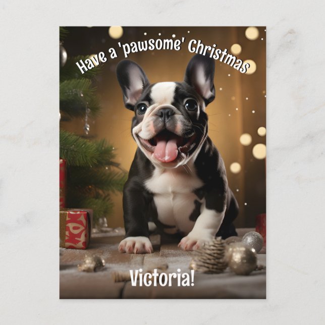  Customizable Jolly Paws & Presents Postcard (Front)