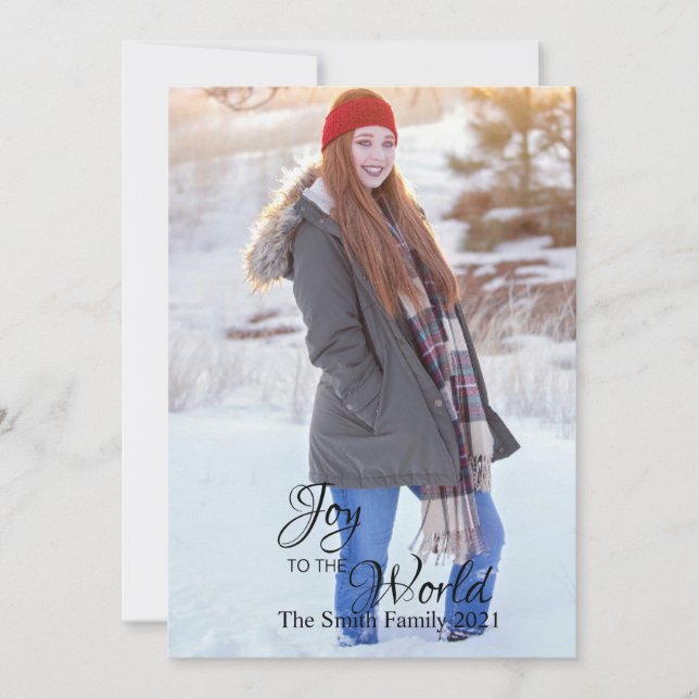 Customizable Joy Christmas Green Polka Dot Back Holiday Card (Front)